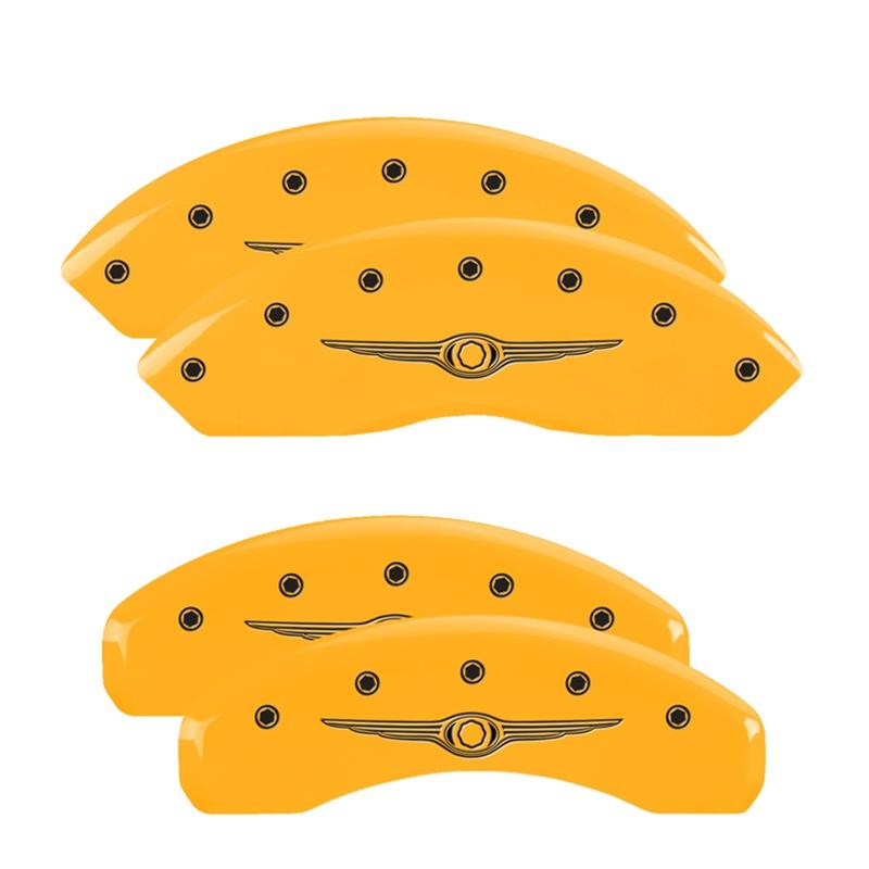 MGP 4 Caliper Covers Engraved Front & Rear Style 1/Chrysler Wing Yellow finish black ch thumbnail 3