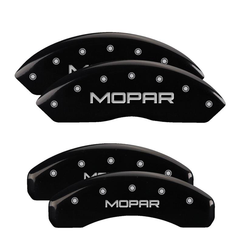 MGP 4 Caliper Covers Engraved Front & Rear MOPAR Black finish silver ch thumbnail 3