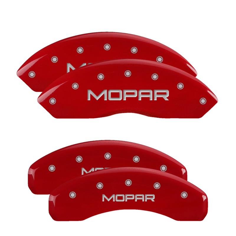 MGP 4 Caliper Covers Engraved Front & Rear MOPAR Red finish silver ch thumbnail 3