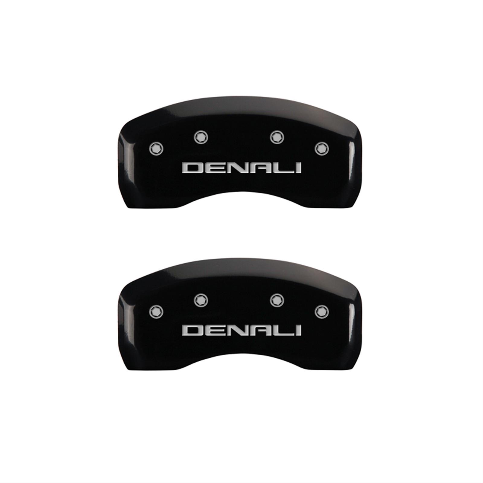MGP 4 Caliper Covers Engraved Front & Rear Denali Black finish silver ch thumbnail 2