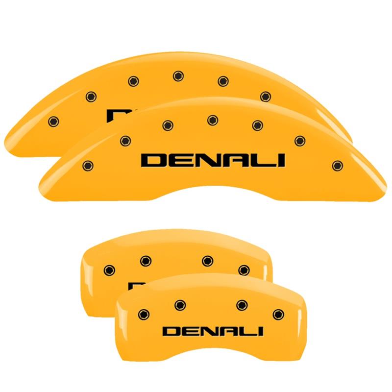 MGP 4 Caliper Covers Engraved Front & Rear Denali Yellow finish black ch thumbnail 3