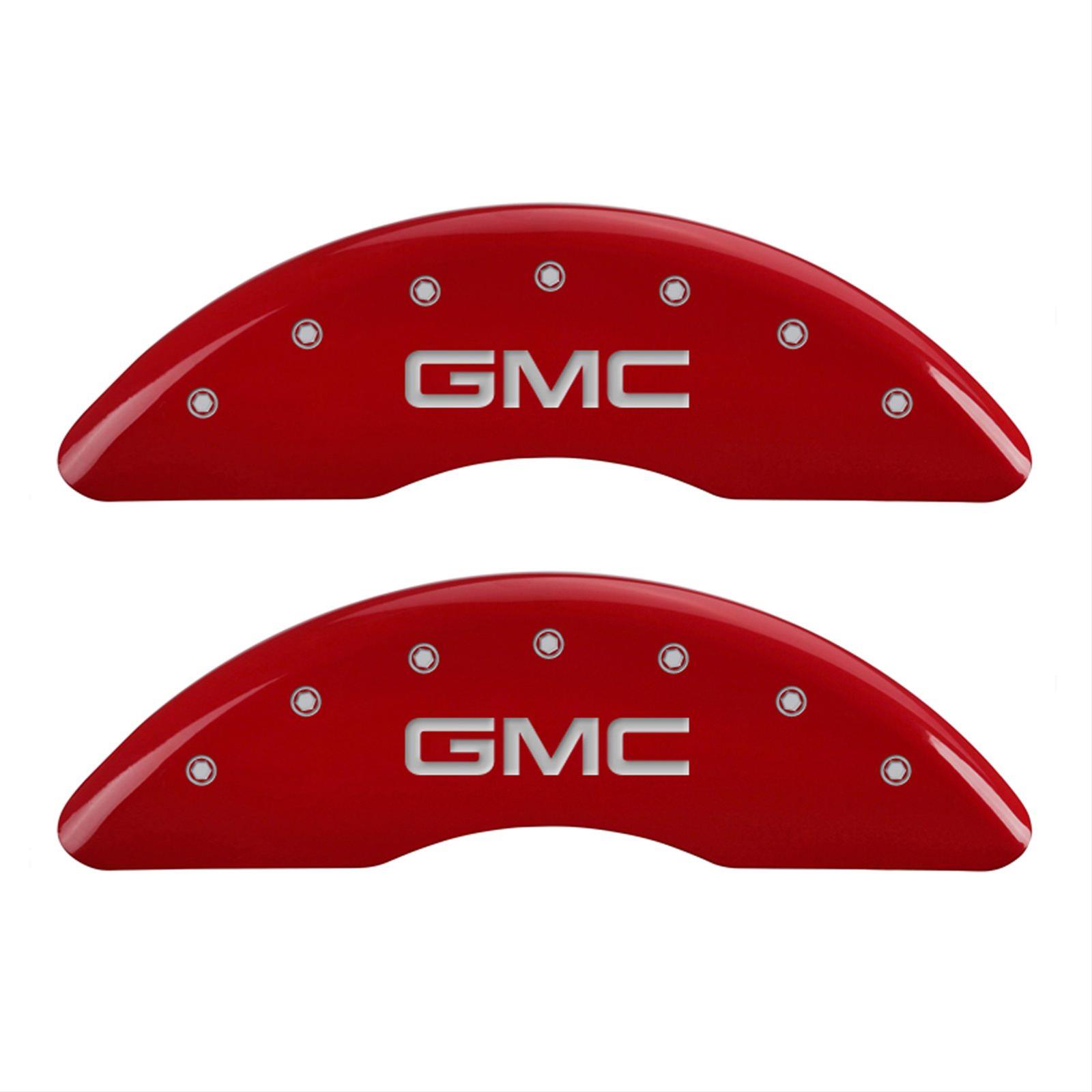 MGP 4 Caliper Covers Engraved Front & Rear GMC Red finish silver ch