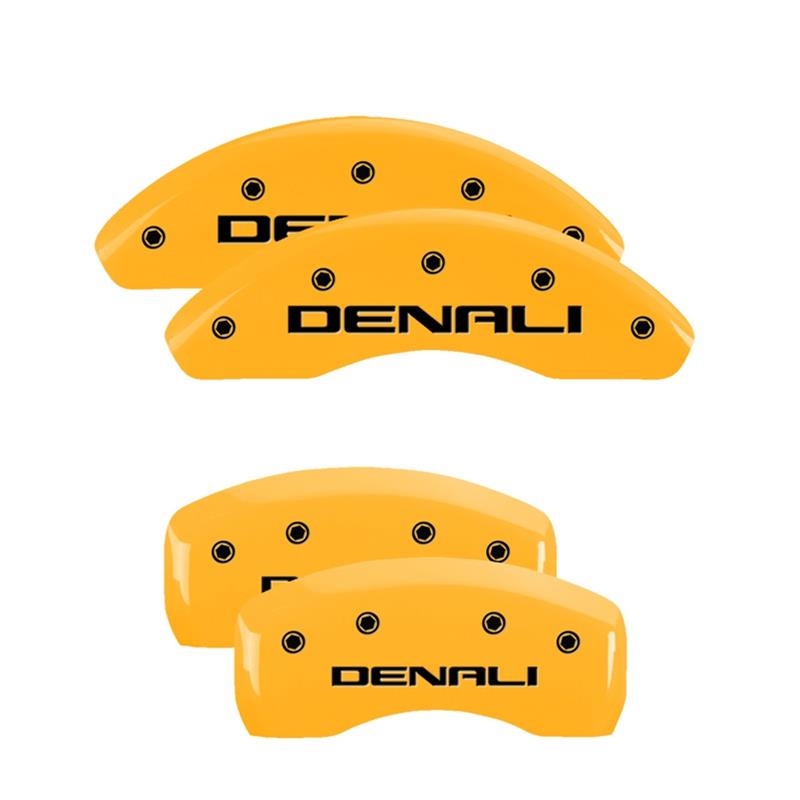 MGP 4 Caliper Covers Engraved Front & Rear Denali Yellow finish black ch thumbnail 3