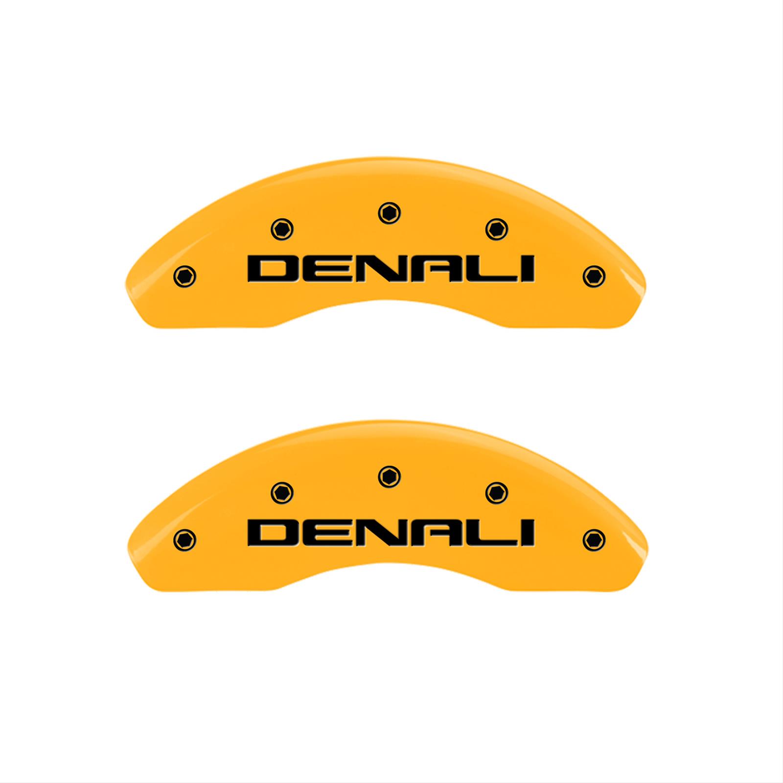 MGP 4 Caliper Covers Engraved Front & Rear Denali Yellow finish black ch thumbnail 2