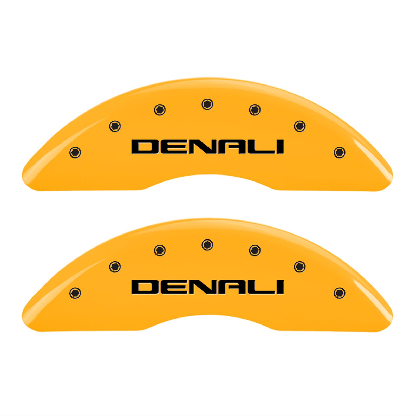 MGP 4 Caliper Covers Engraved Front & Rear Denali Yellow finish black ch