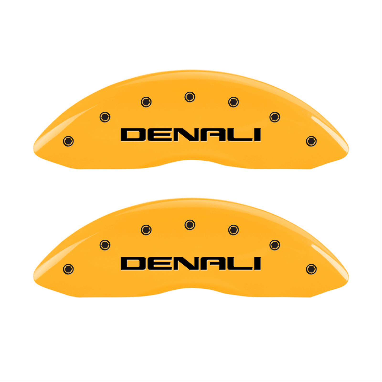 MGP 4 Caliper Covers Engraved Front & Rear Denali Yellow Finish Black Char 2003 GMC Safari