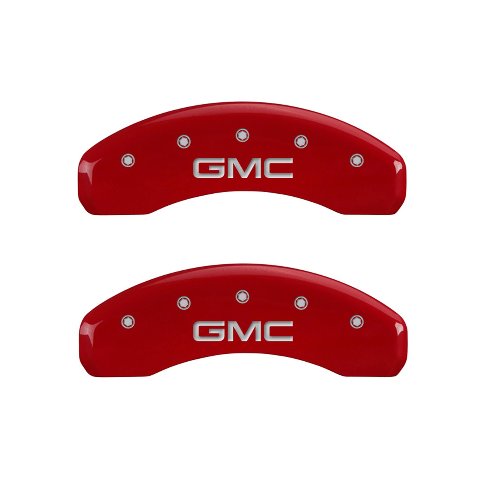 MGP 4 Caliper Covers Engraved Front & Rear GMC Red finish silver ch thumbnail 2