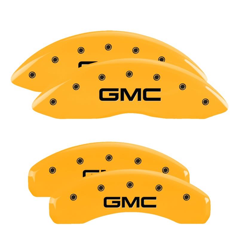 MGP 4 Caliper Covers Engraved Front & Rear 99-03 GMC Sierra 1500 Yellow Finish Black GMC Logo thumbnail 3