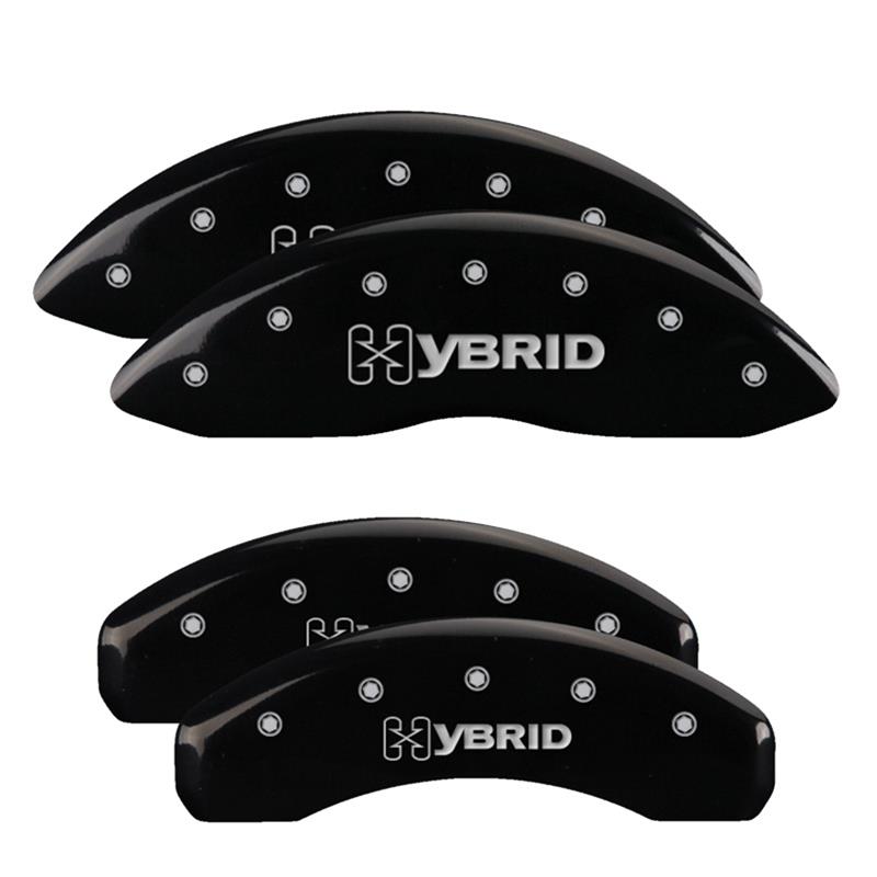 MGP 4 Caliper Covers Engraved Front & Rear GM Style/Hybrid Black finish silver ch thumbnail 3