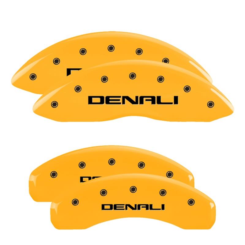 MGP 4 Caliper Covers Engraved Front & Rear Denali Yellow finish black ch thumbnail 3