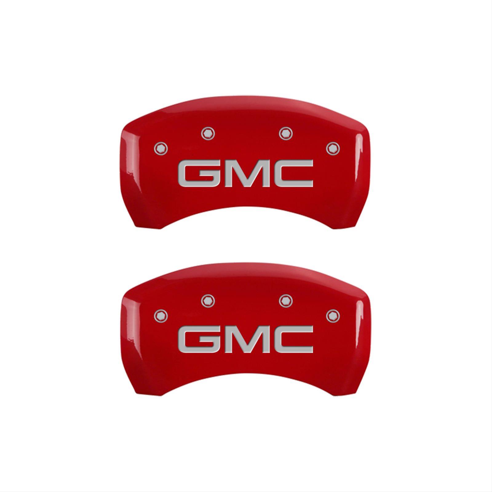 MGP 4 Caliper Covers Engraved Front & Rear GMC Red finish silver ch thumbnail 2