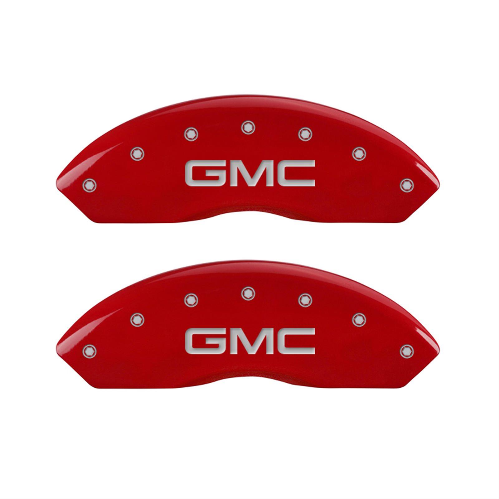 MGP 4 Caliper Covers Engraved Front & Rear GMC Red Finish Silver Char 2011 GMC Savana 2500 thumbnail 2
