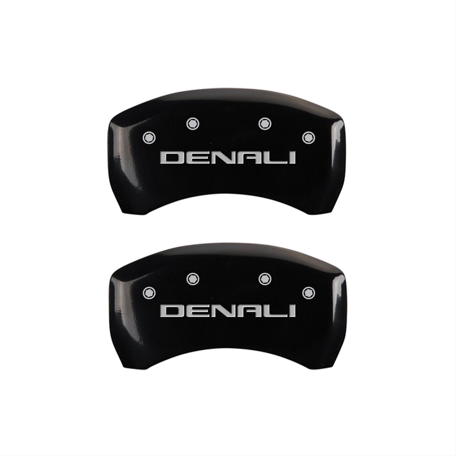 MGP 4 Caliper Covers Engraved Front & Rear Denali Black Finish Silver Char 2019 GMC Arcadia thumbnail 2