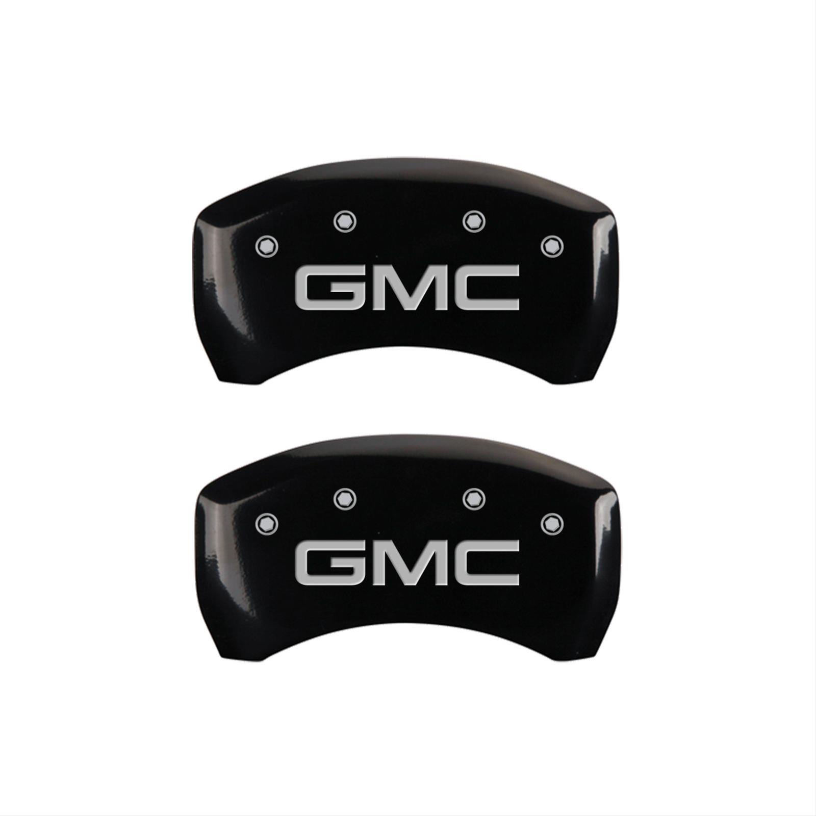 MGP 4 Caliper Covers Engraved Front & Rear GMC Black Finish Silver Char 2019 GMC Arcadia thumbnail 2