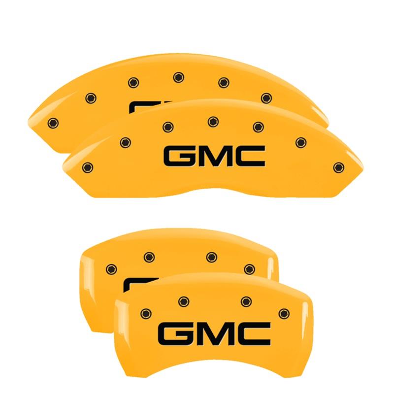 MGP 4 Caliper Covers Engraved Front & Rear GMC Yellow Finish Black Char 2019 GMC Arcadia thumbnail 3