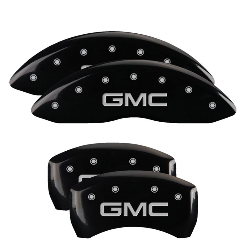 MGP Caliper Covers Brake 34218SGMCBK Set of 4 caliper covers, Engraved Front and Rear: GMC, Black powder coat finish, silver characters