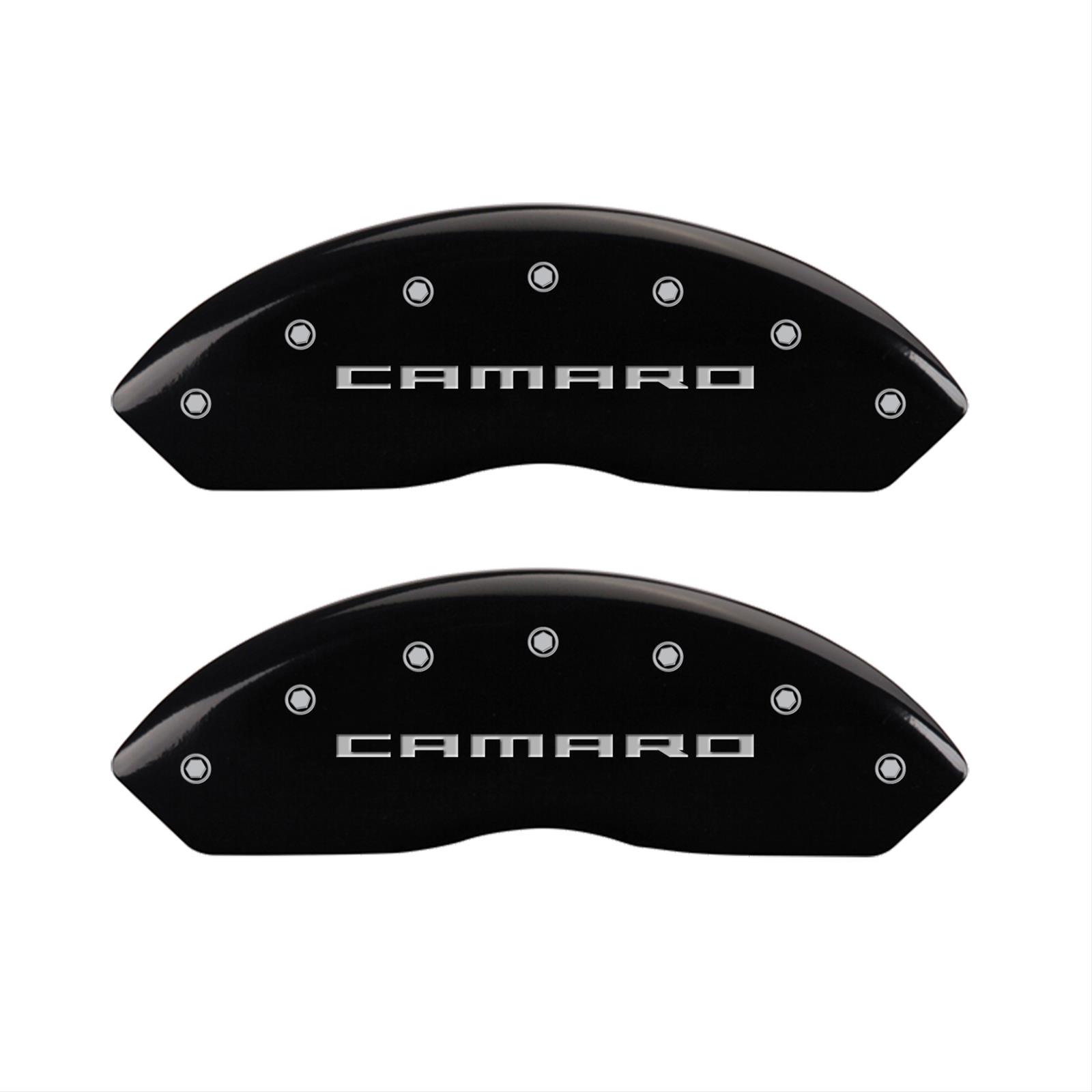 MGP 4 Caliper Covers Engraved Front & Rear Cursive/Cadillac Black finish silver ch