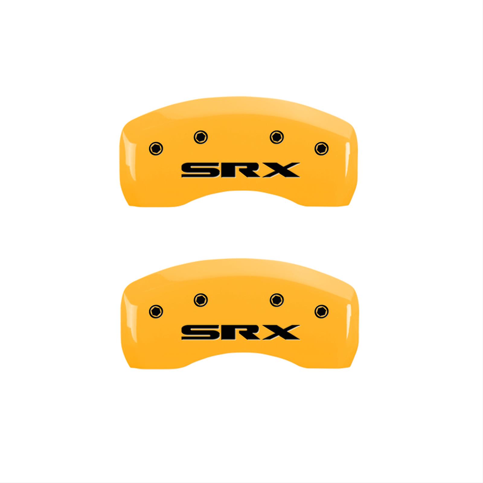 MGP 4 Caliper Covers Engraved Front Cadillac Rear SRX Yellow Finish Black Char 2006 Cadillac SRX thumbnail 2