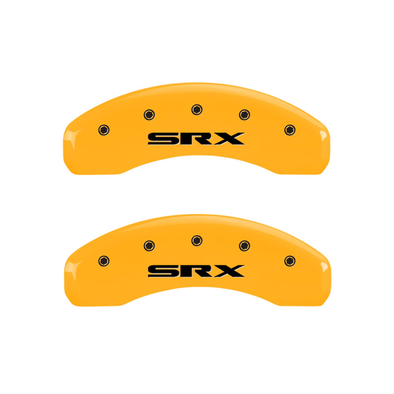 MGP 4 Caliper Covers Engraved Front Cadillac Rear SRX Yellow Finish Black Char 2010 Cadillac SRX thumbnail 2