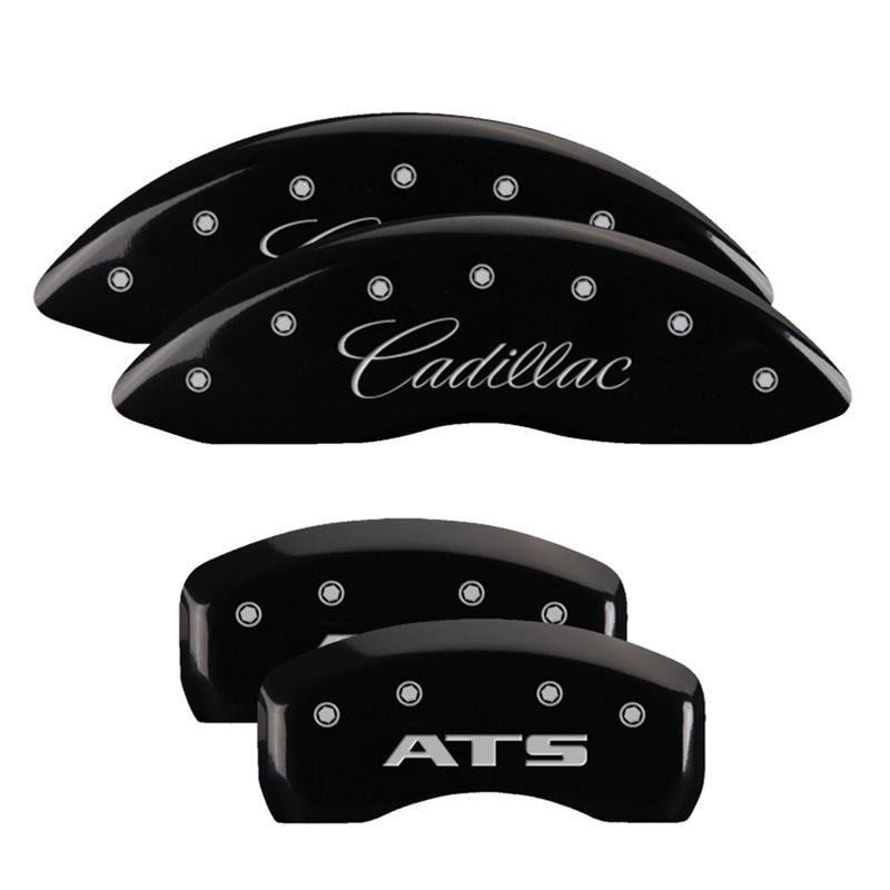 MGP 4 Caliper Covers Engraved Front Cadillac Engraved Rear ATS Black finish silver ch thumbnail 3