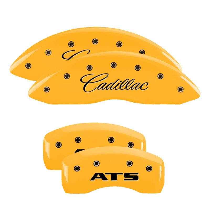 MGP 4 Caliper Covers Engraved Front Cadillac Engraved Rear ATS Yellow finish black ch thumbnail 3