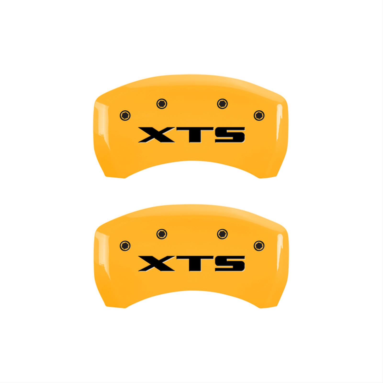 MGP 4 Caliper Covers Engraved Front Cadillac Engraved Rear XTS Yellow finish black ch thumbnail 2