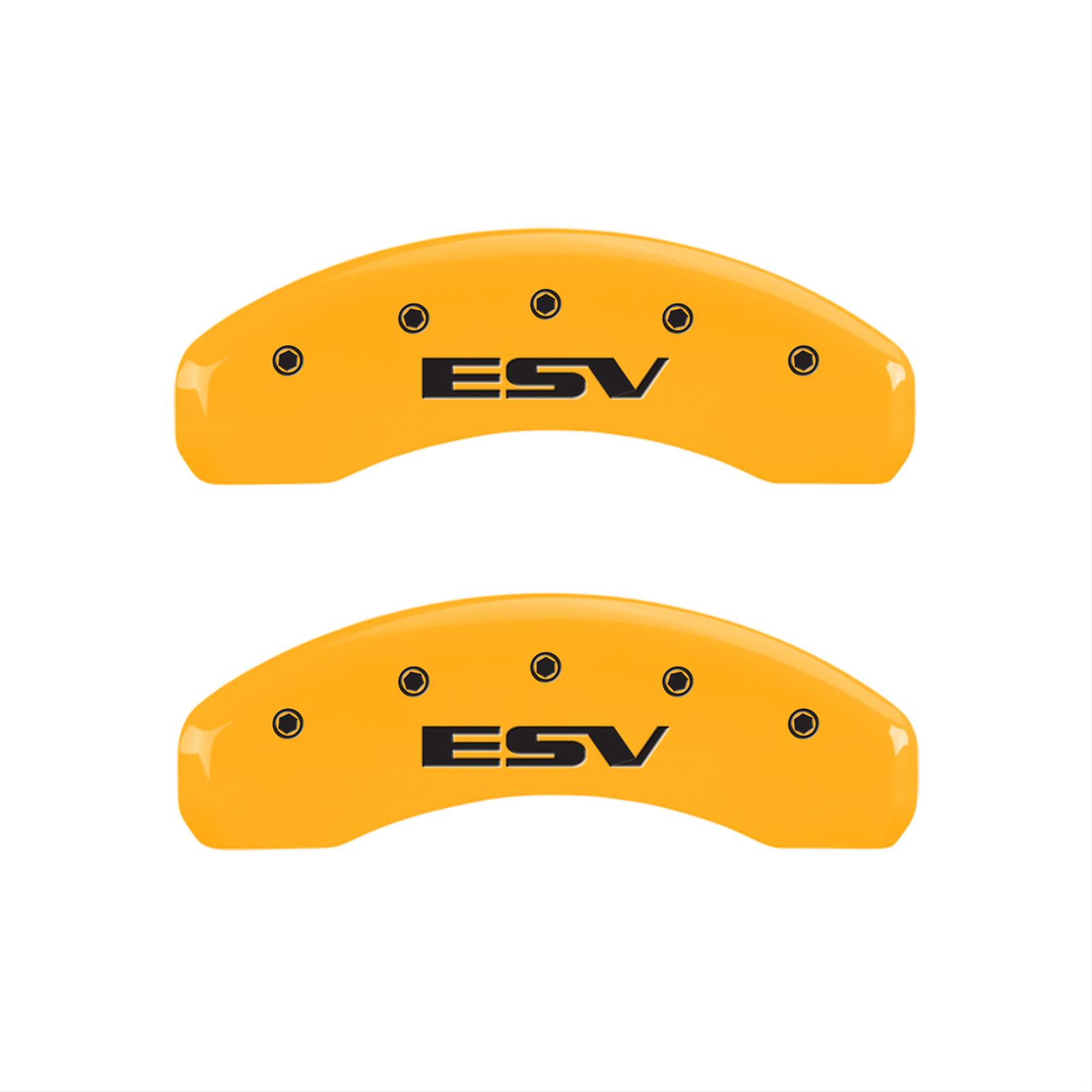 MGP 4 Caliper Covers Engraved Fr Escalade Rear ESV Yellow Finish Blk Char 2003 Cadillac Escalade ESV
