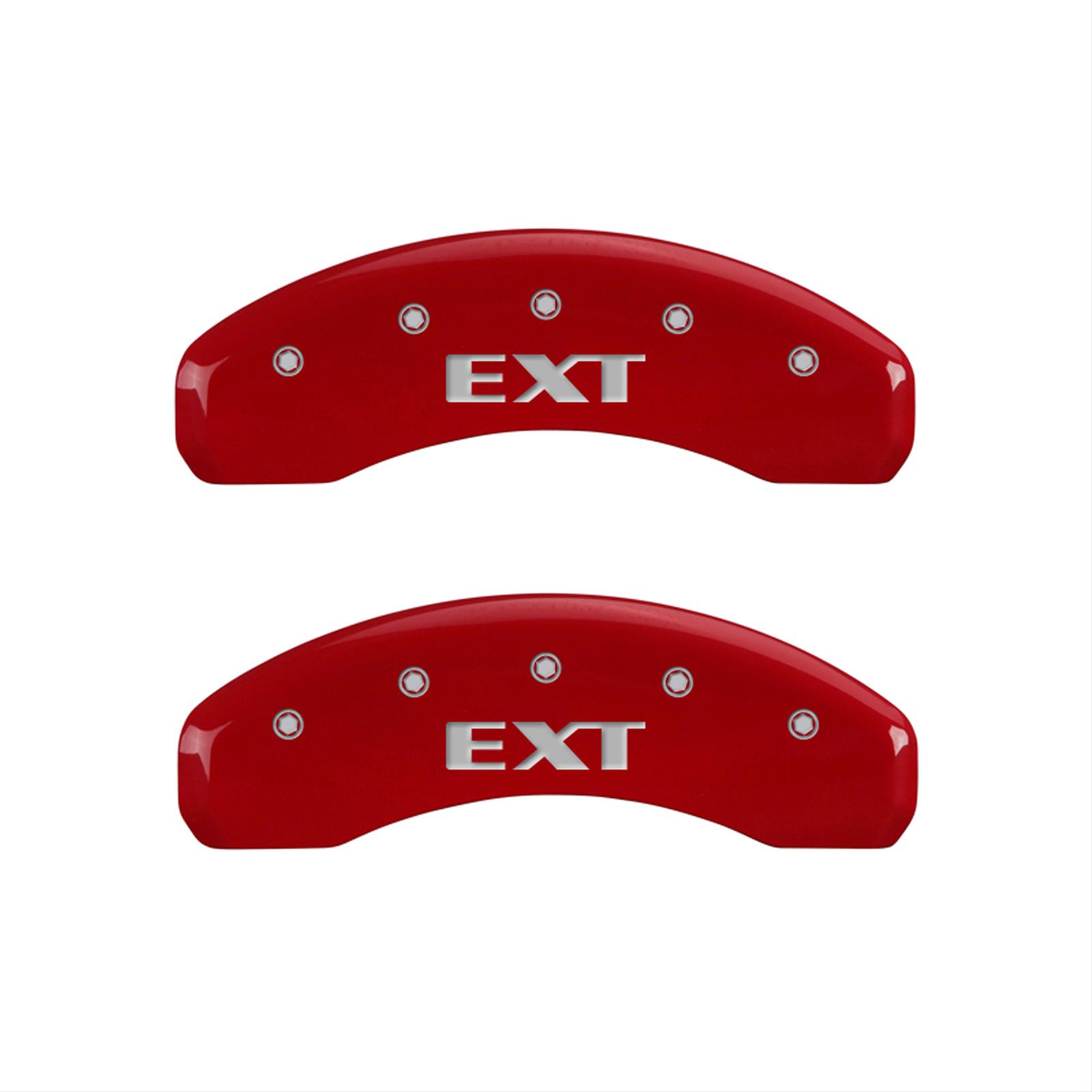 MGP 4 Caliper Covers Engraved Front Escalade Engraved Rear EXT Red finish silver ch thumbnail 2