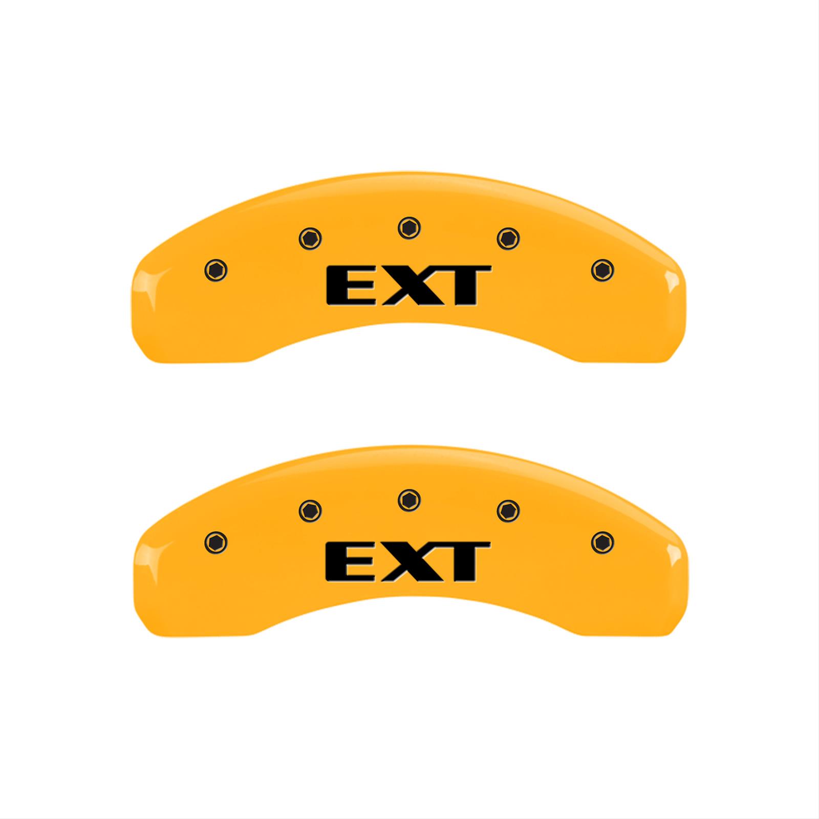 MGP 4 Caliper Covers Engraved Front Escalade Engraved Rear EXT Yellow finish black ch thumbnail 2