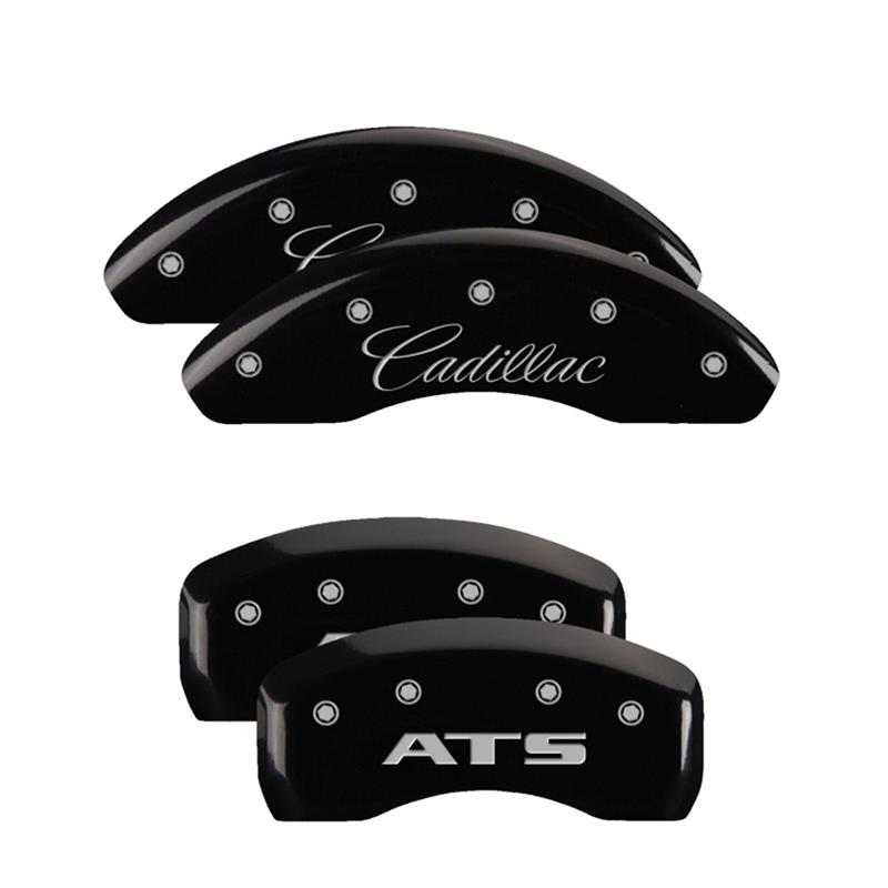 MGP 4 Caliper Covers Engraved Front Cadillac Engraved Rear ATS Black finish silver ch thumbnail 3