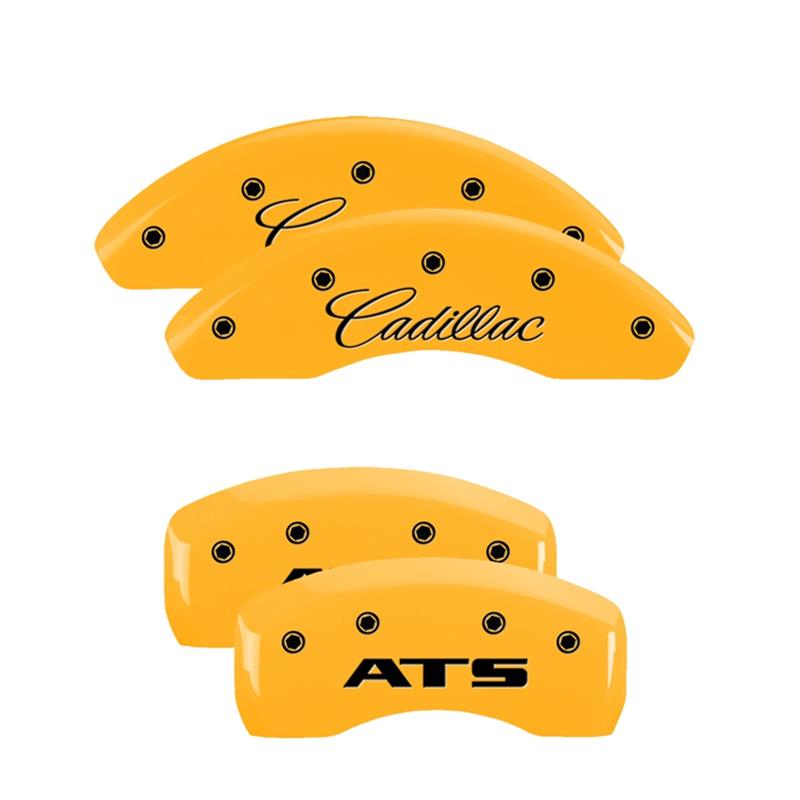 MGP 4 Caliper Covers Engraved Front Cadillac Engraved Rear ATS Yellow finish black ch thumbnail 3
