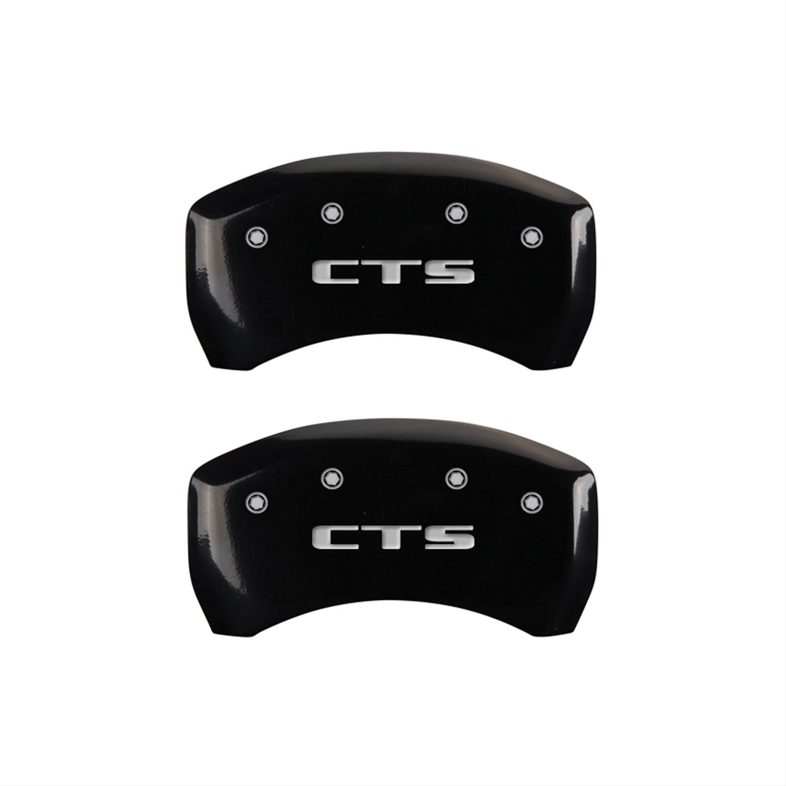 MGP 4 Caliper Covers Engraved Front Cursive/Cadillac Engraved Rear CTS Black finish silver ch thumbnail 2