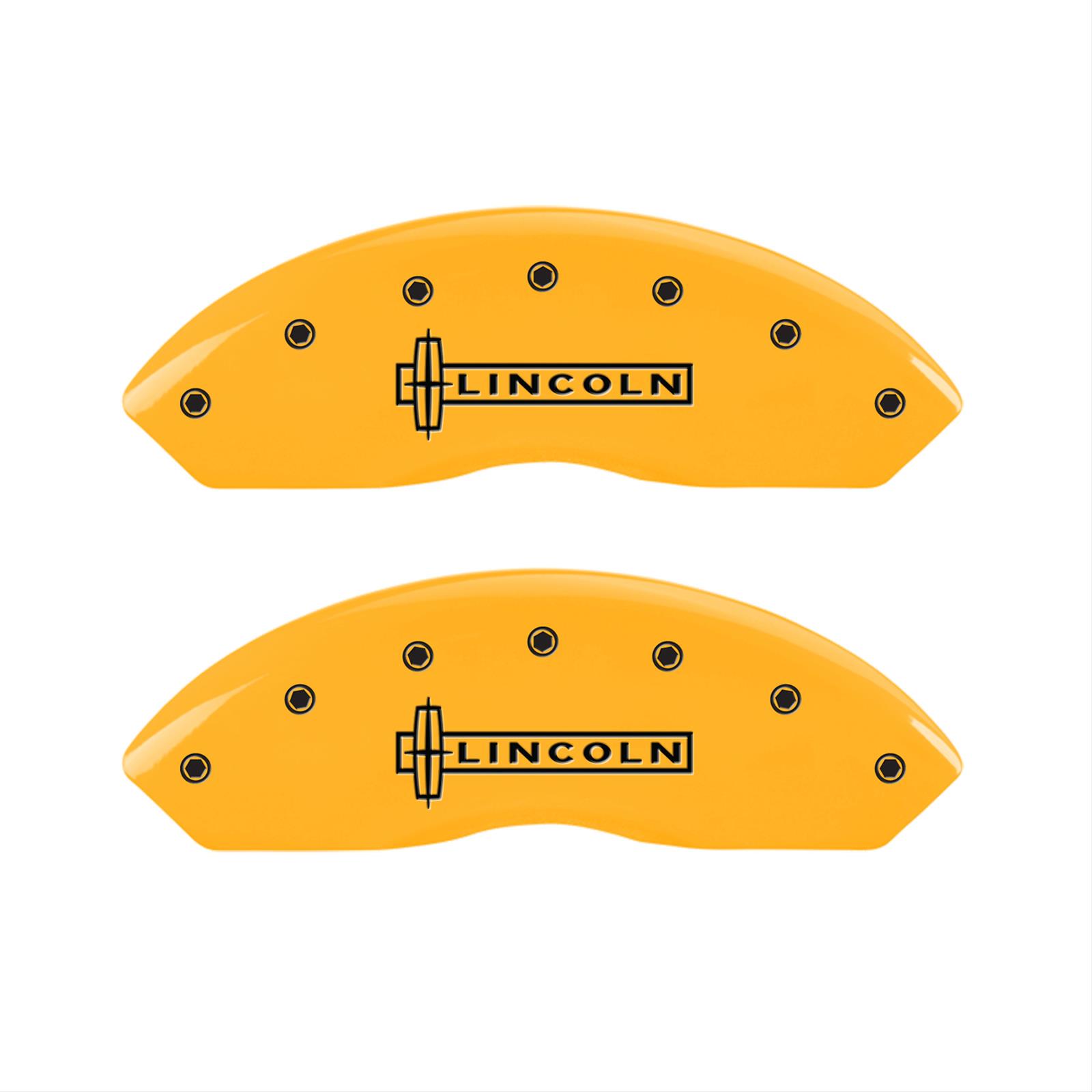 MGP 4 Caliper Covers Engraved Front & Rear Lincoln Yellow Finish Black Char 2005 Lincoln LS