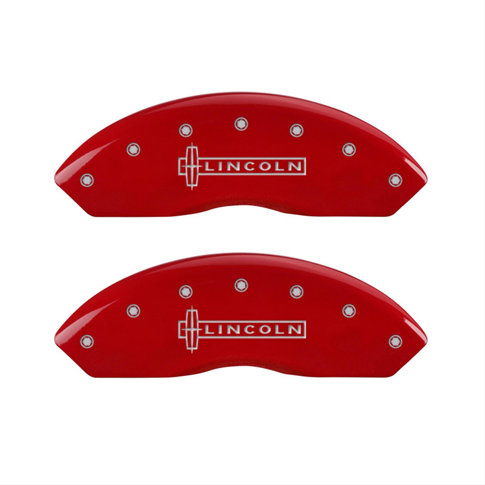 MGP 4 Caliper Covers Engraved Front Lincoln Engraved Rear MKX Red finish silver ch thumbnail 2