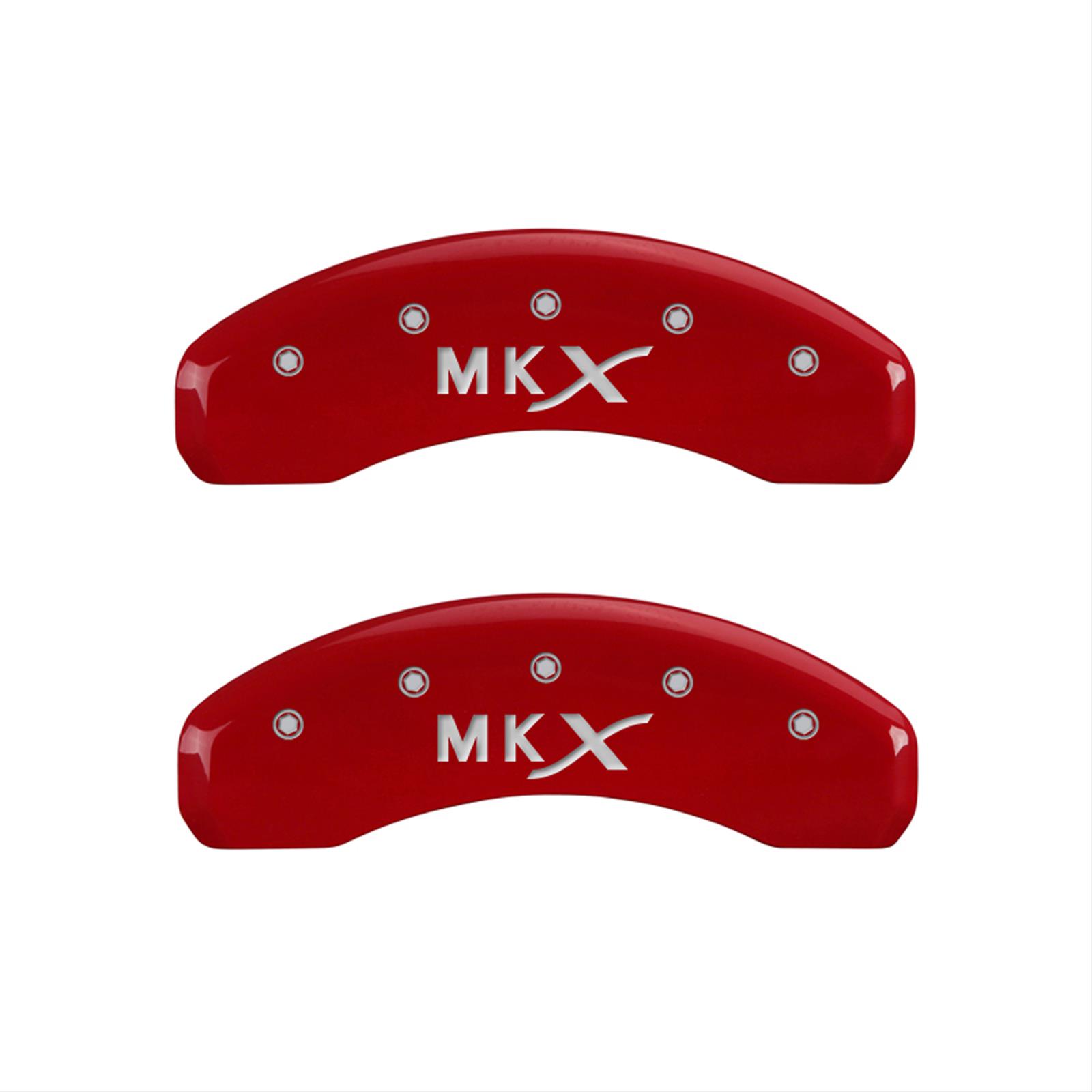 MGP 4 Caliper Covers Engraved Front Lincoln Engraved Rear MKX Red finish silver ch