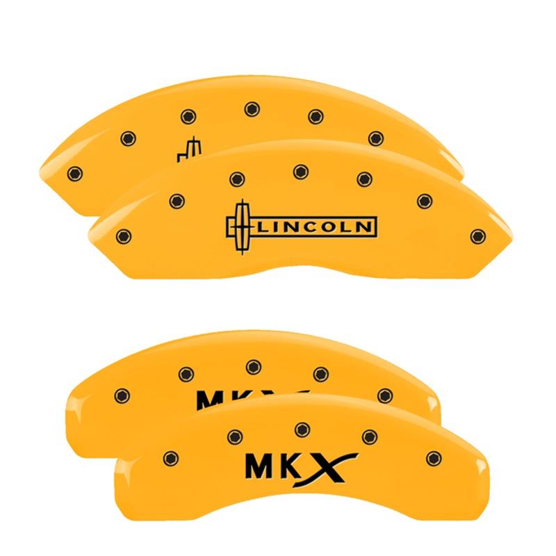 MGP 4 Caliper Covers Engraved Front Lincoln Engraved Rear MKX Yellow finish black ch thumbnail 3