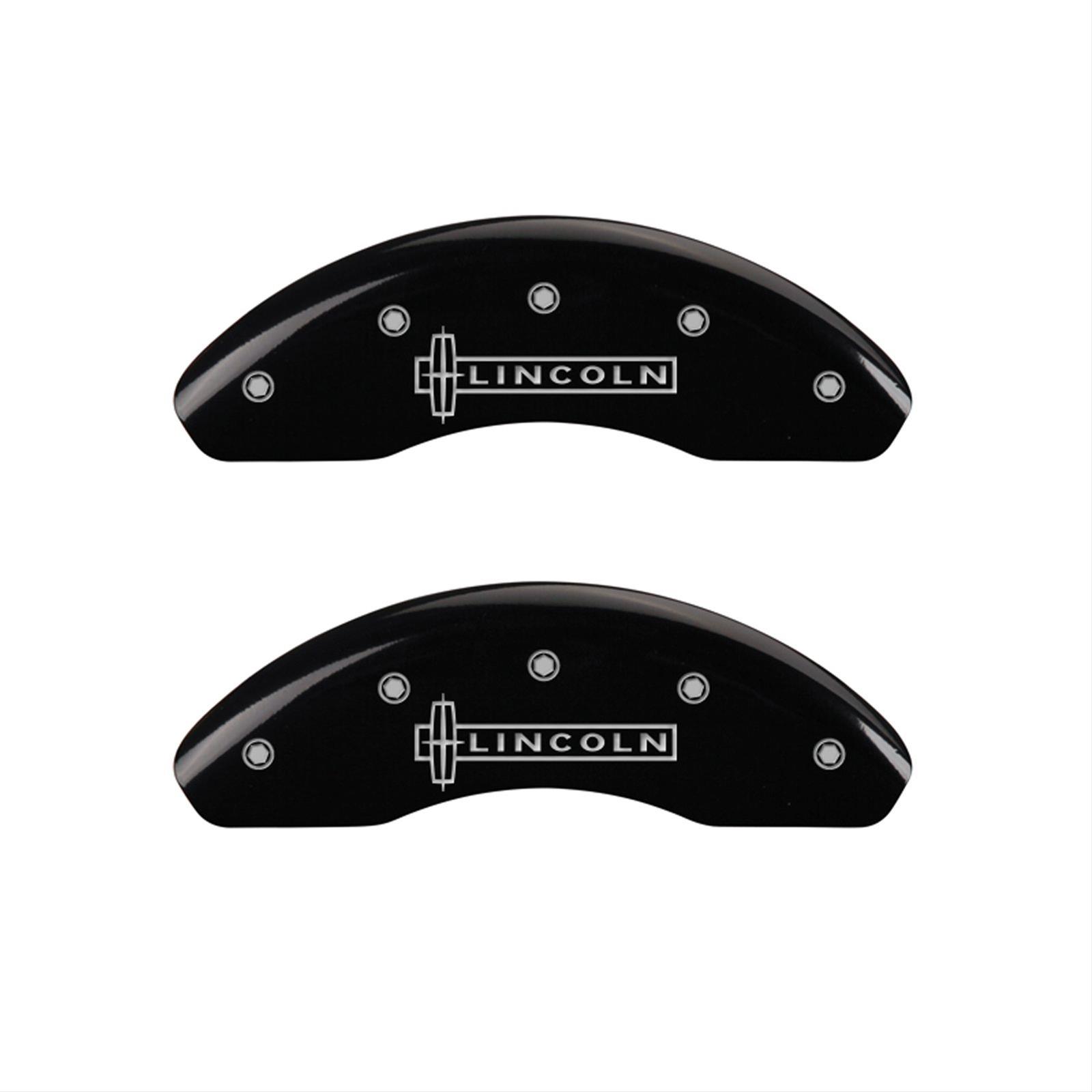 MGP 4 Caliper Covers Engraved Front Lincoln Engraved Rear Star logo Black finish silver ch