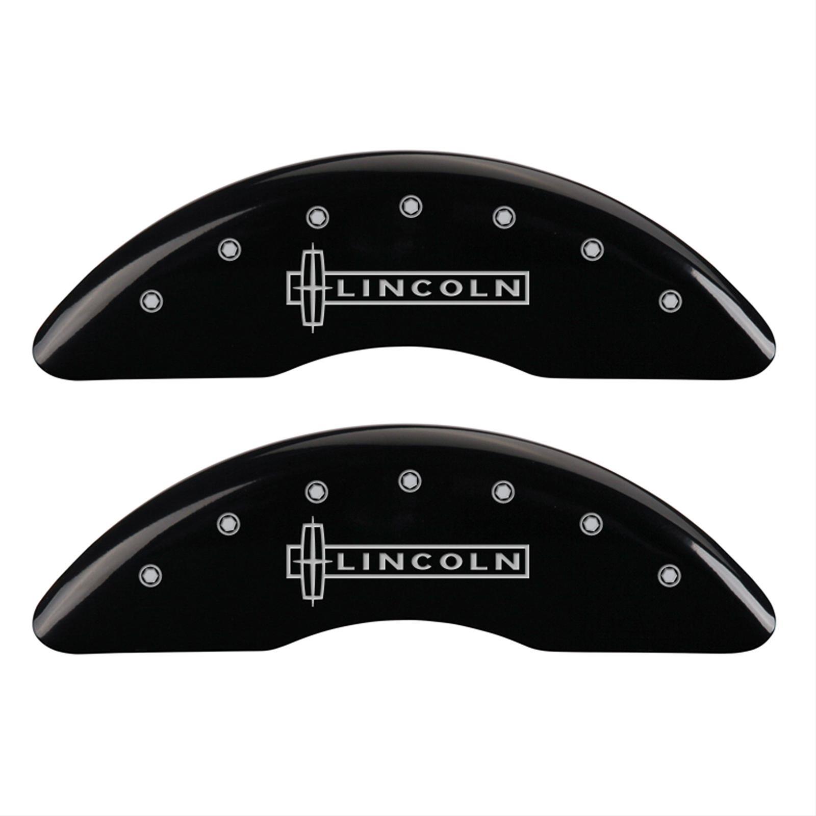 MGP 4 Caliper Covers Engraved Front Lincoln Engraved Rear Star logo Black finish silver ch