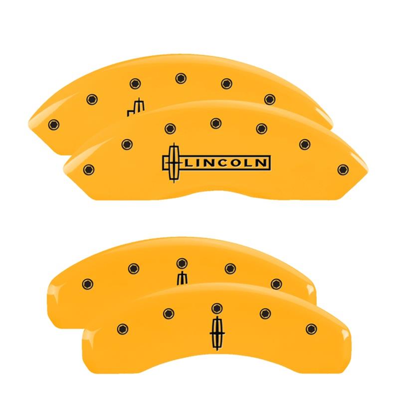 MGP 4 Caliper Covers Engraved Fr Lincoln Rr Star Logo Yellow Finish Blk Char 2002 Lincoln Navigator thumbnail 3