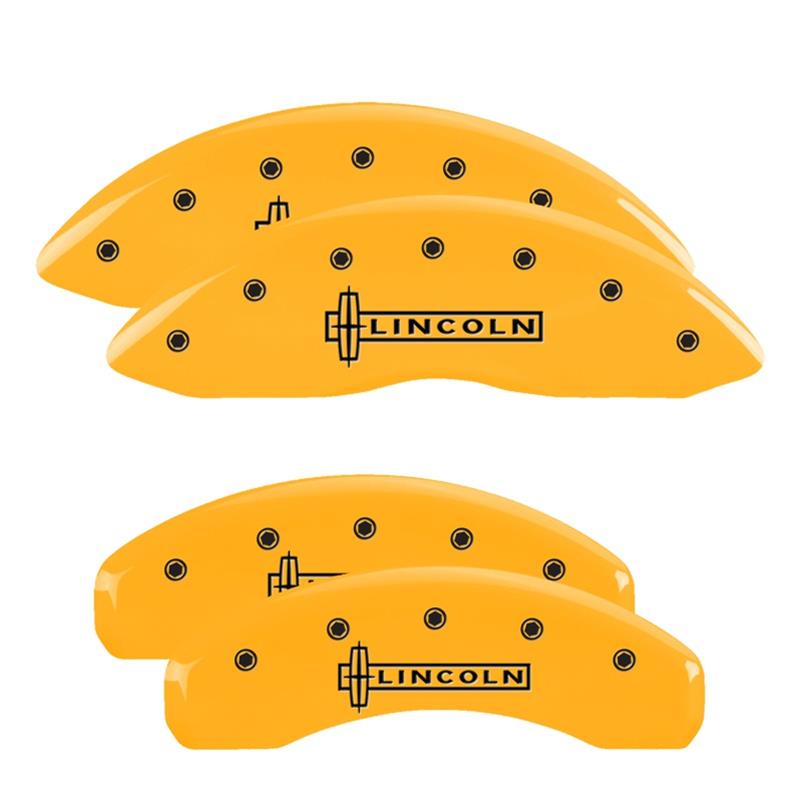 MGP 4 Caliper Covers Engraved Front & Rear Lincoln Yellow finish black ch thumbnail 3