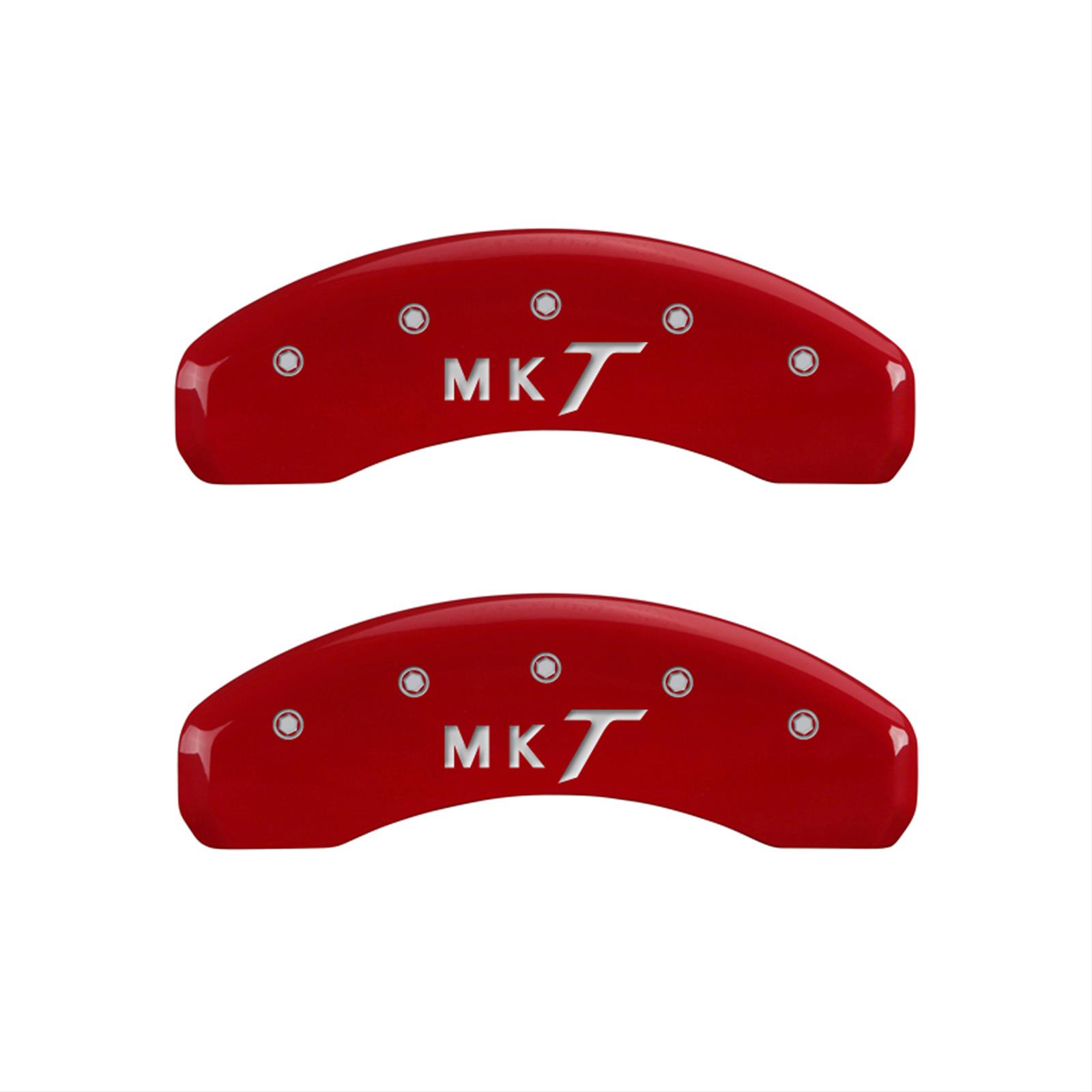 MGP 4 Caliper Covers Engraved Front Lincoln Engraved Rear MKT Red finish silver ch thumbnail 2