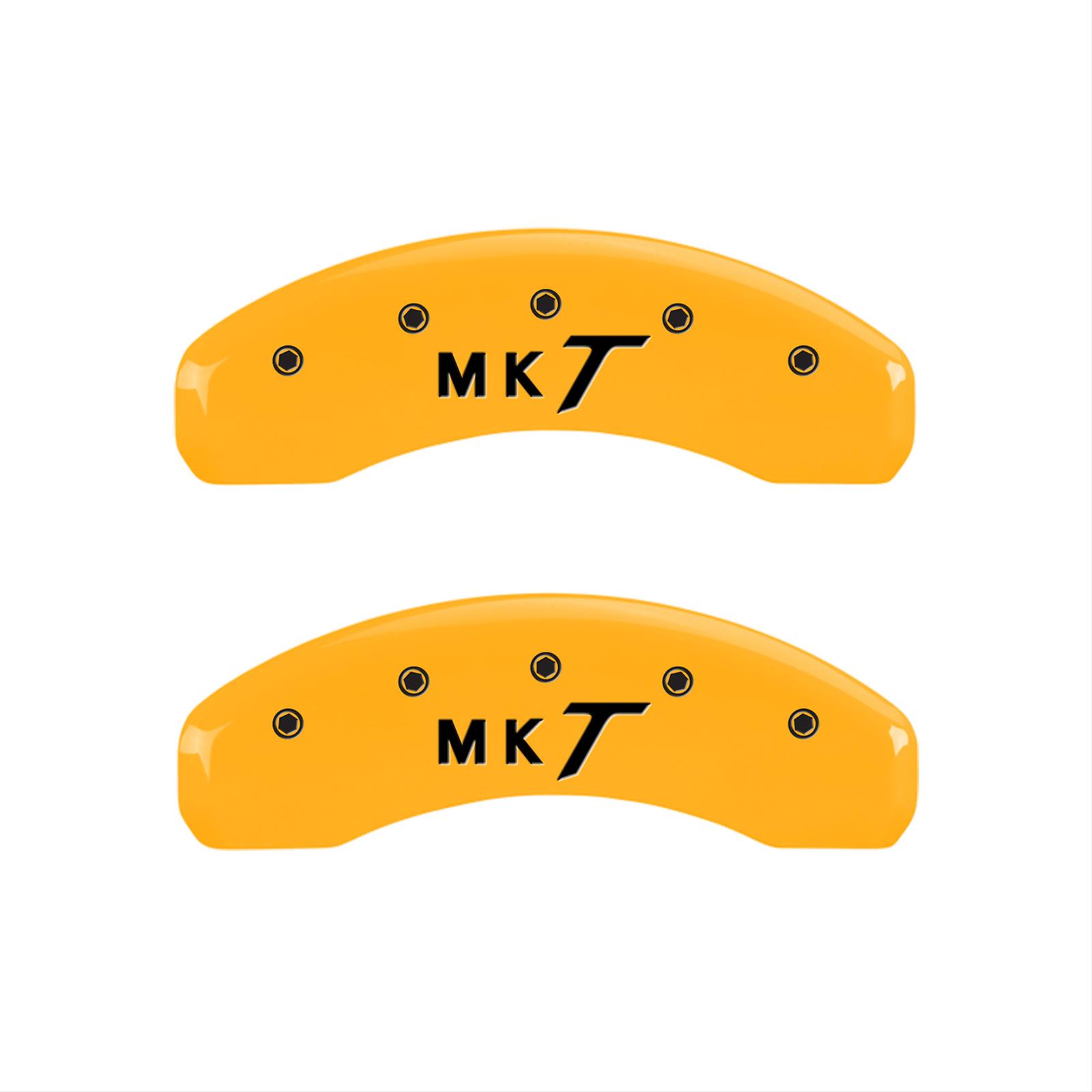 MGP 4 Caliper Covers Engraved Front Lincoln Engraved Rear MKT Yellow finish black ch thumbnail 2