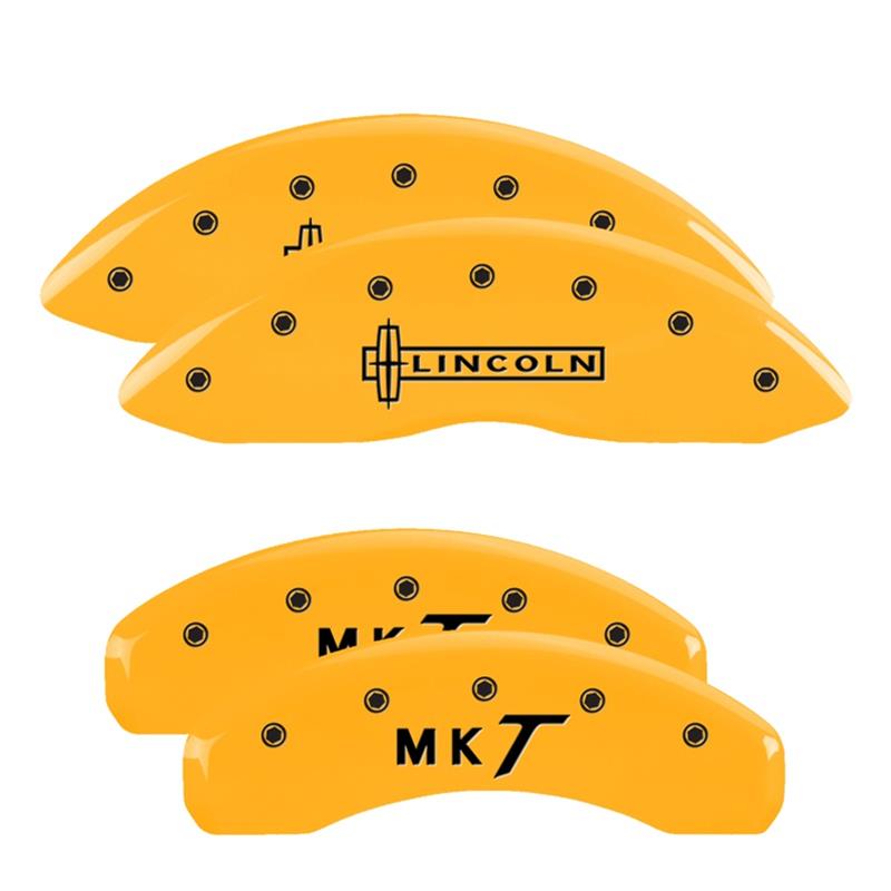 MGP 4 Caliper Covers Engraved Front Lincoln Engraved Rear MKT Yellow finish black ch thumbnail 3