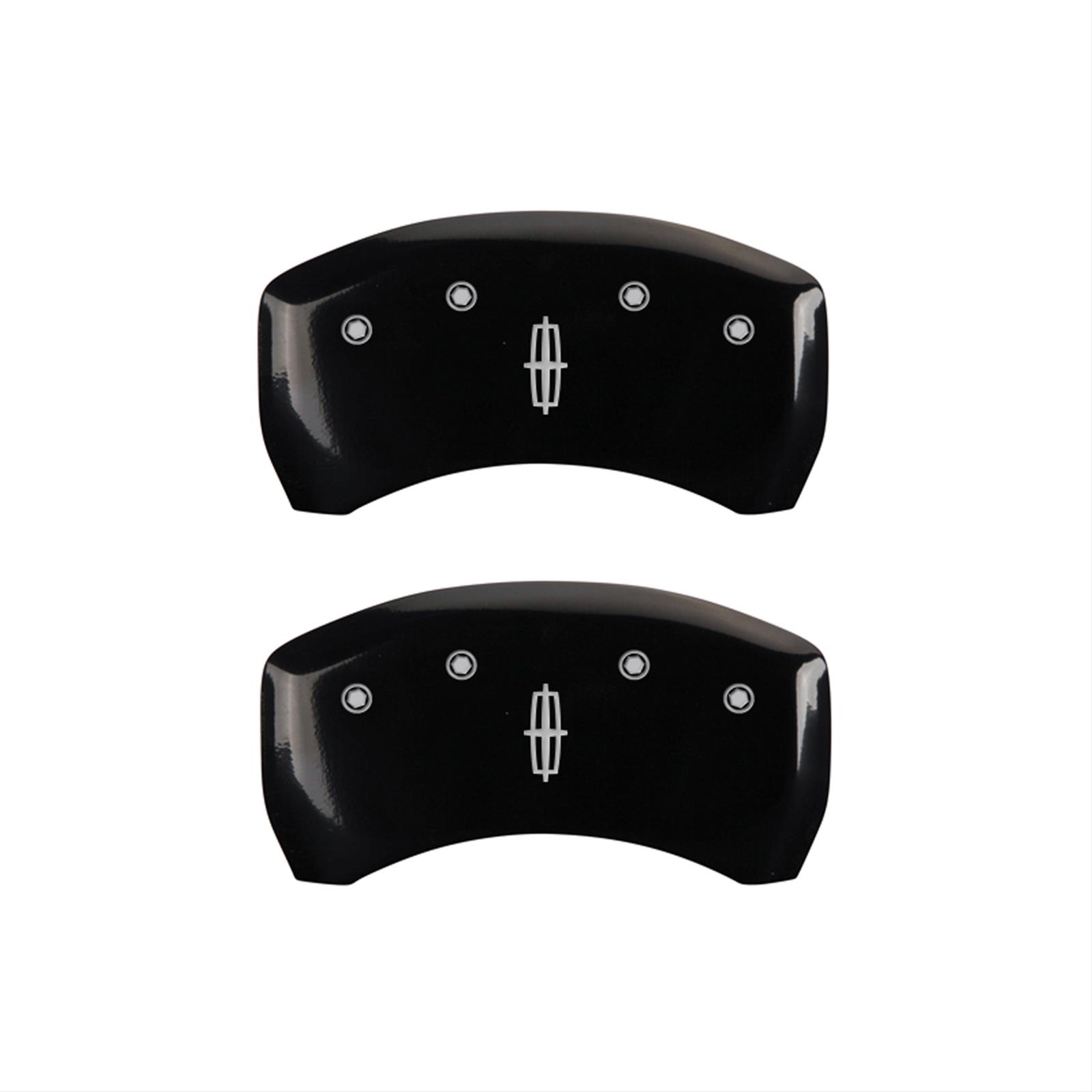 MGP 4 Caliper Covers Engraved Front Lincoln Engraved Rear Star logo Black finish silver ch thumbnail 2