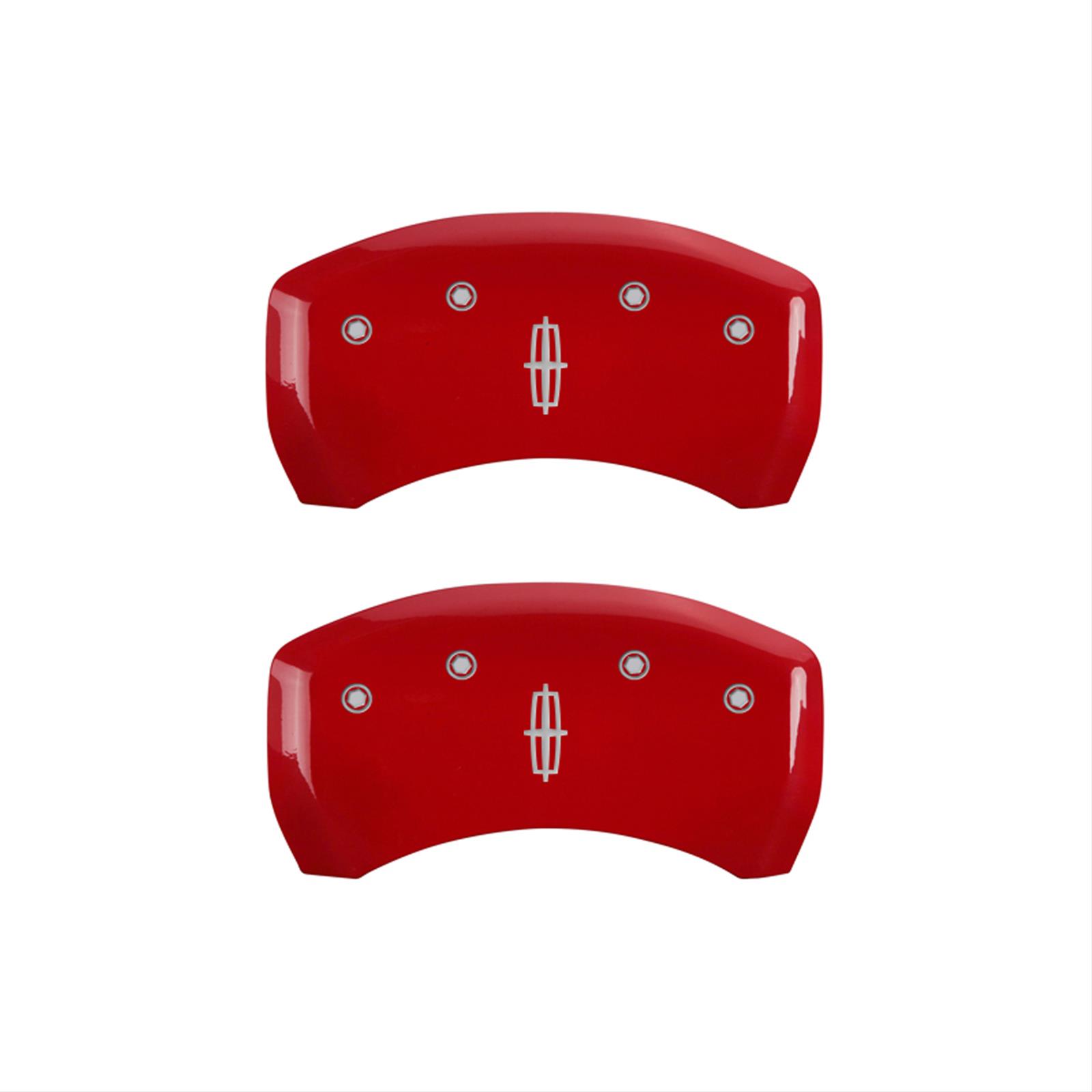 MGP 4 Caliper Covers Engraved Front Lincoln Engraved Rear Star logo Red finish silver ch thumbnail 2