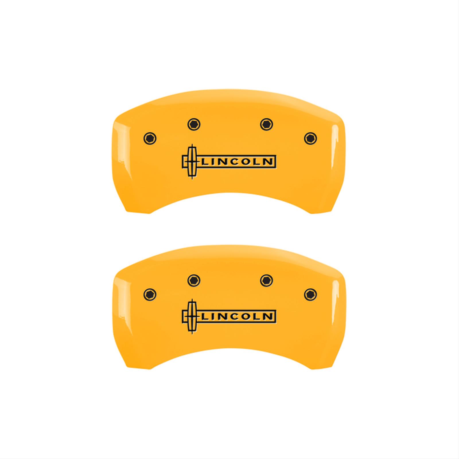 MGP 4 Caliper Covers Engraved Front & Rear Lincoln Yellow Finish Black Char 2005 Lincoln LS thumbnail 2