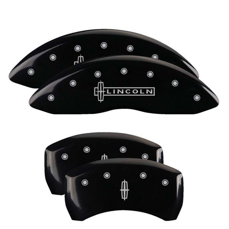 MGP 4 Caliper Covers Engraved Front Lincoln Engraved Rear Star logo Black finish silver ch thumbnail 3