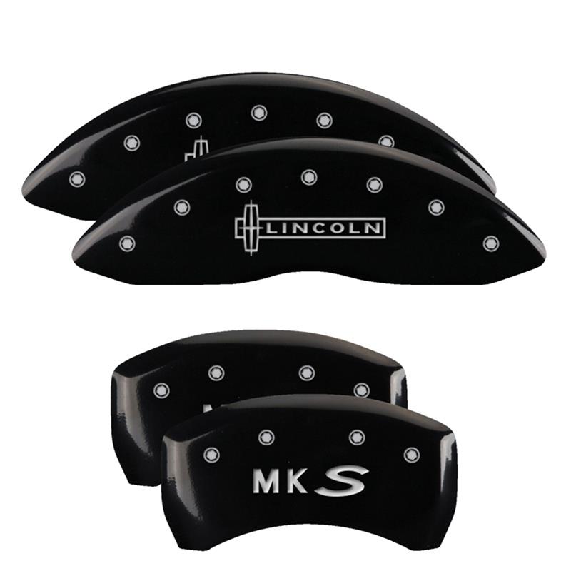 MGP 4 Caliper Covers Engraved Front Lincoln Engraved Rear MKS Black finish silver ch thumbnail 3