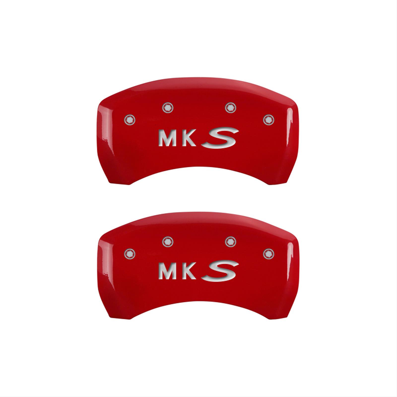 MGP 4 Caliper Covers Engraved Front Lincoln Engraved Rear MKS Red finish silver ch thumbnail 2