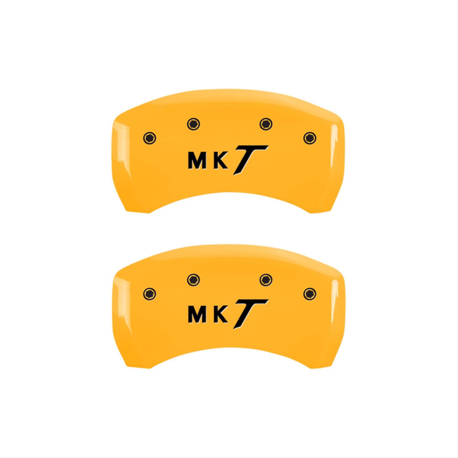 MGP 4 Caliper Covers Engraved Front Lincoln Engraved Rear MKT Yellow finish black ch thumbnail 2